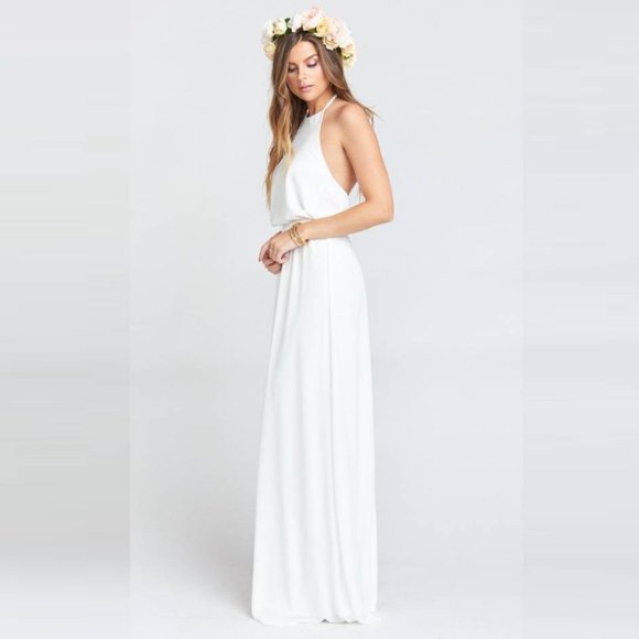 Show Me Your MuMu | Heather Halter Dress in Ivory Crisp - Picture 2 of 9